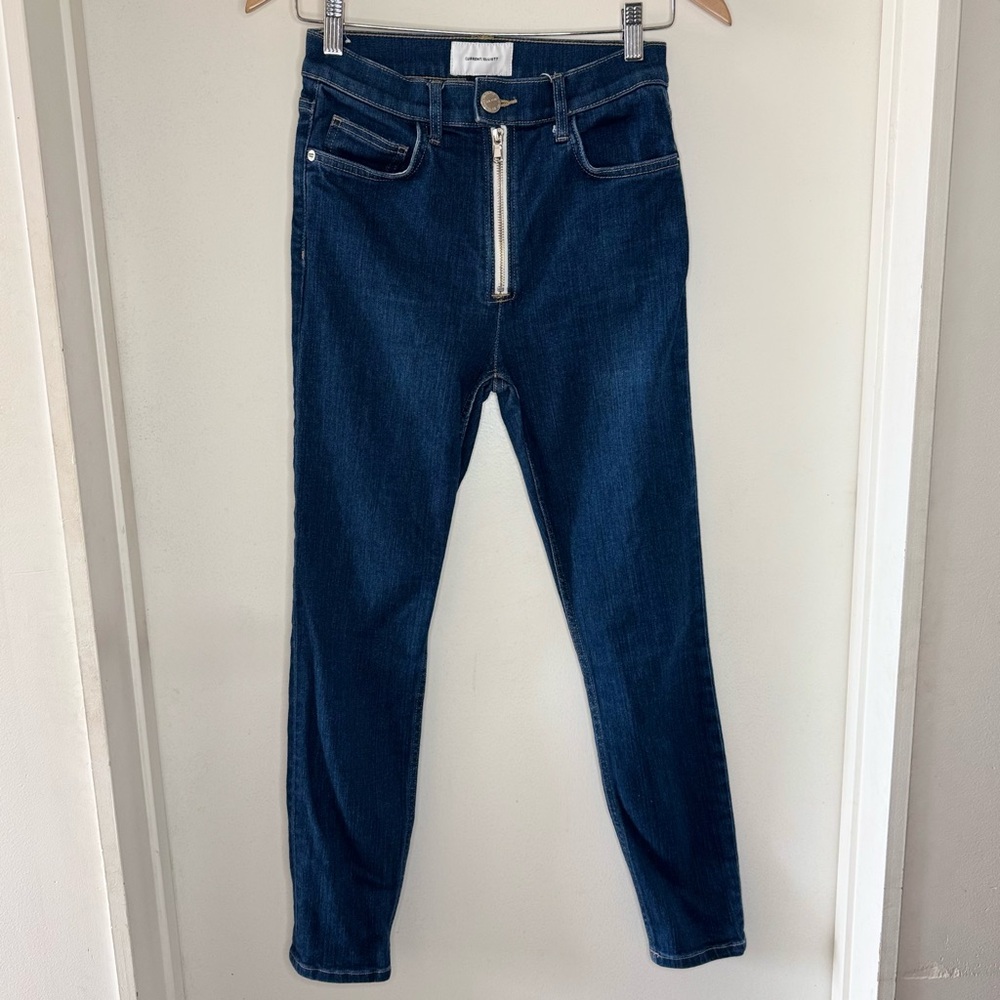 Current Elliott Ultra High Waist Skinny Jeans dark indigo Wash Women’s 27 Zipper